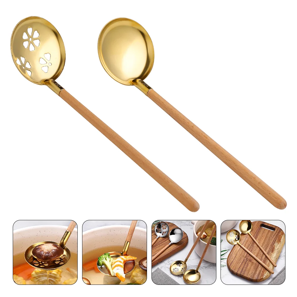 

2pcs Kitchen Ladle Slotted Spoon Cooking Kitchen Ladle Cooking Skimmers Large Skimmer Spoon Soup Ladle Spoon