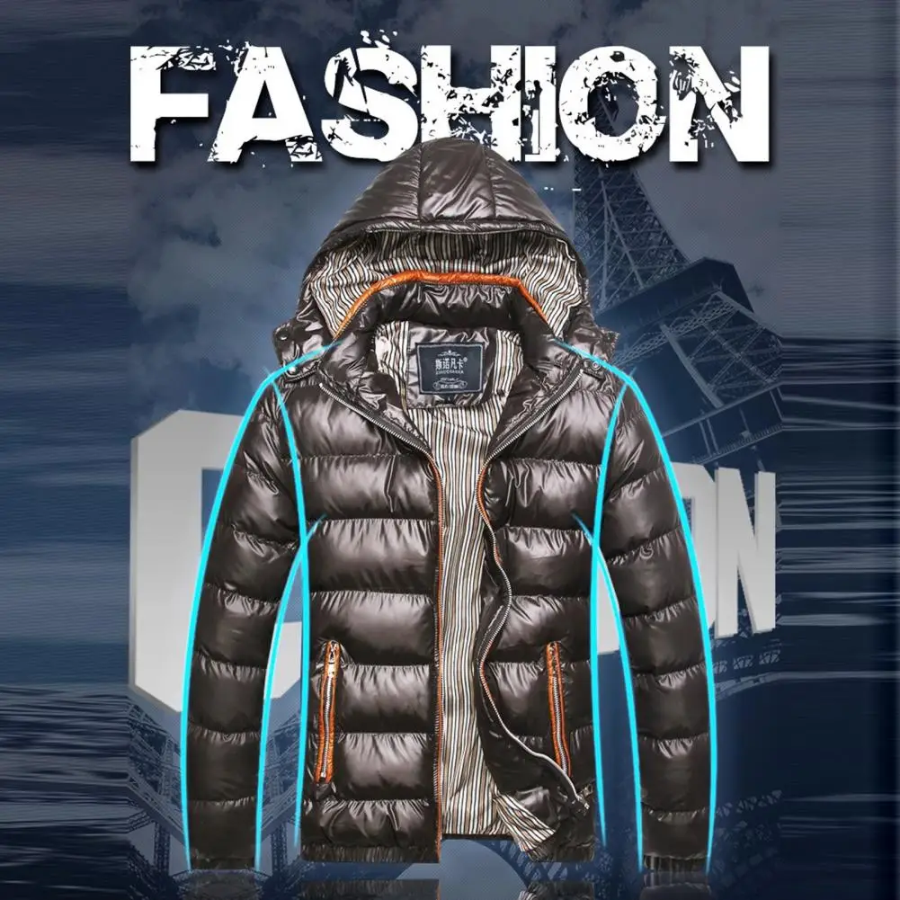 Stylish Male Coat Long Sleeve Breathable Warm Pockets Overcoat Hoodie  Men Jacket    Men Coat