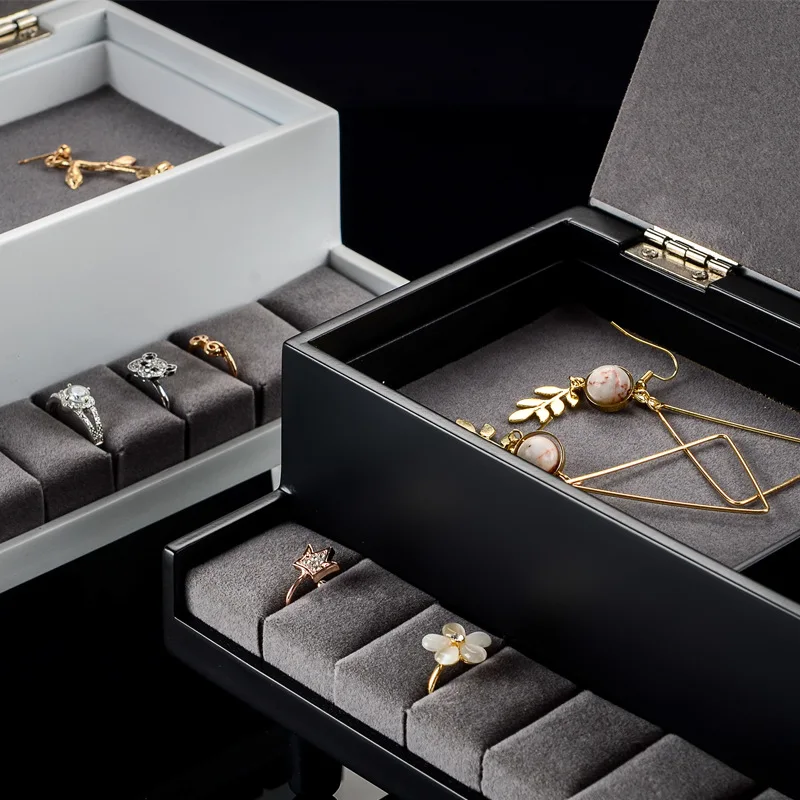 Nordic Style Wooden Jewelry Box Princess Small Piano Ring Cufflinks Storage Box Bracelet Bracelet Bracelet Jewelry Holder