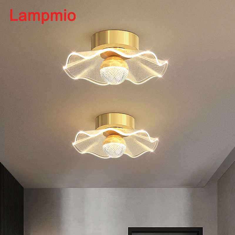 Lampmio Flower Ceiling Light For Corridor Luxurious Interior Decorative Ceiling Lamp Staircase Lighting Island Golden Luminaires