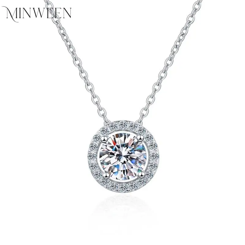 Женское ожерелье с муассанитом MINWEEN Классическая Подвеска из серебра 925 пробы