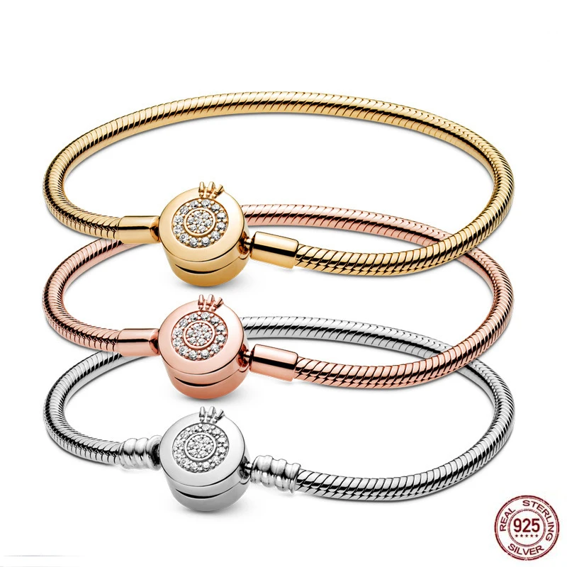 

Popular S925 Sterling SilverRose Gold Crown Bracelet fit Original Pandora High Jewelry Gifts
