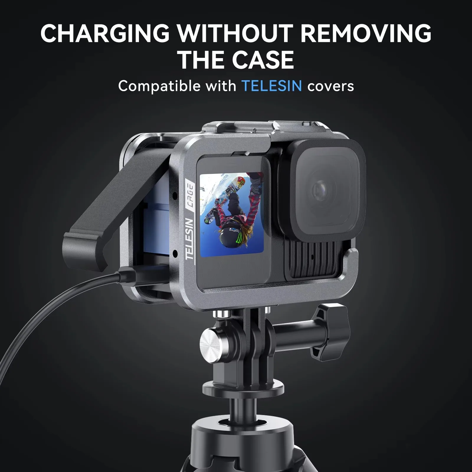 TELESIN чехол с рамкой из алюминиевого сплава для Gopro Hero 9 10 11 12 13 вертикальная клетка