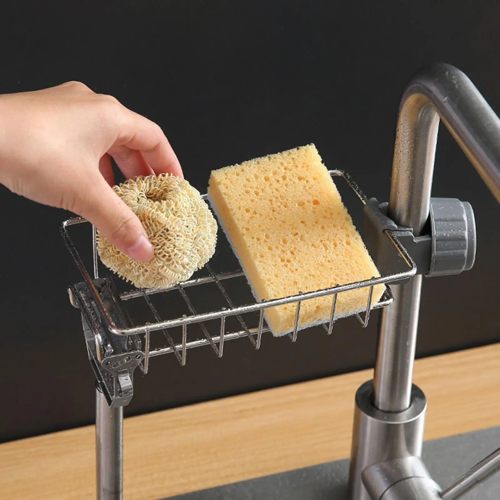 

Kitchen Steel Sink Drain Rack Sponge Storage Soap Shelf Holder Bathroom Faucet Organizer Basket Accessories Drain M0t4