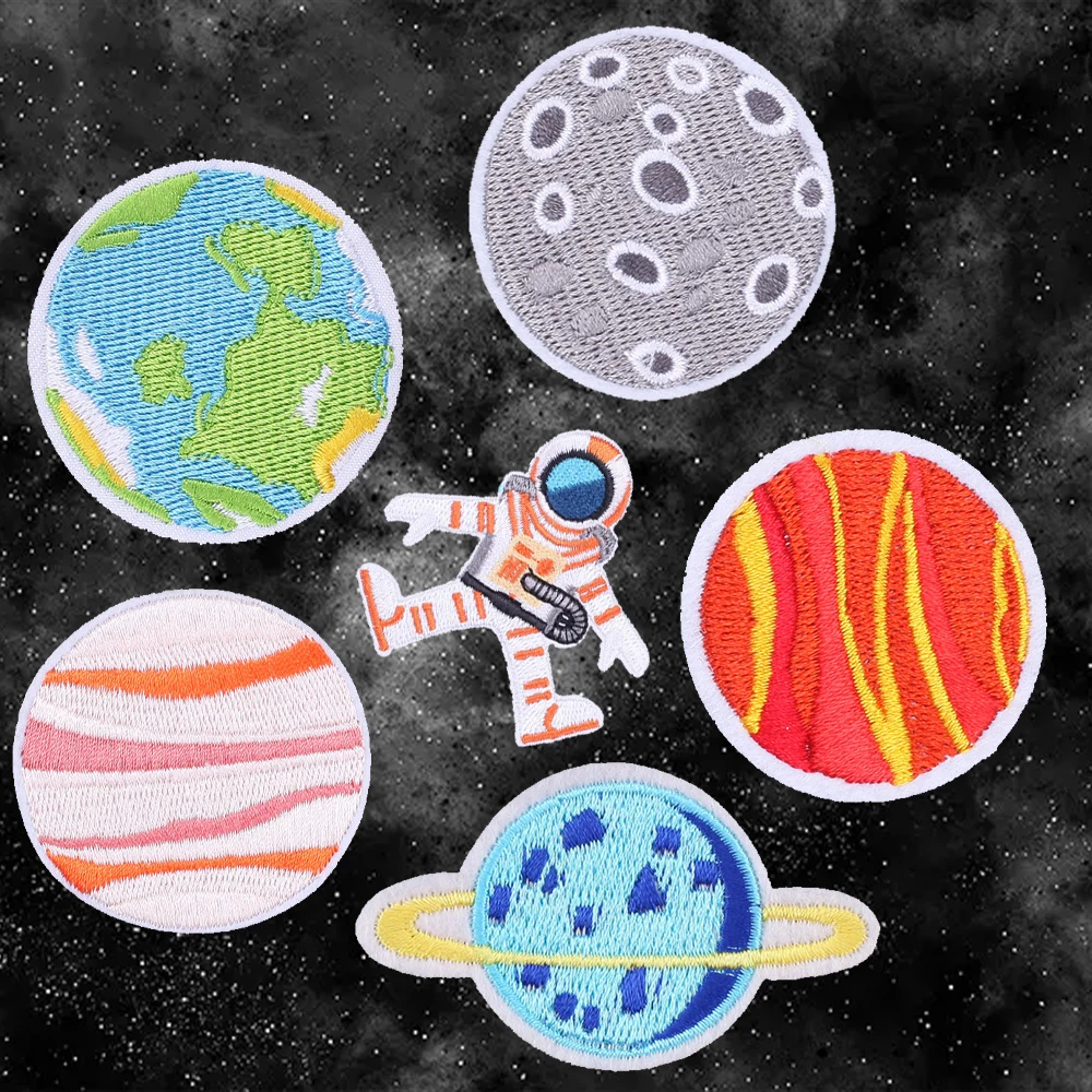 

Different Style Iron-On Universe Astronaut Planet Patch Stickers Patches For Clothing Embroidery Patch Diy Custom Fabric