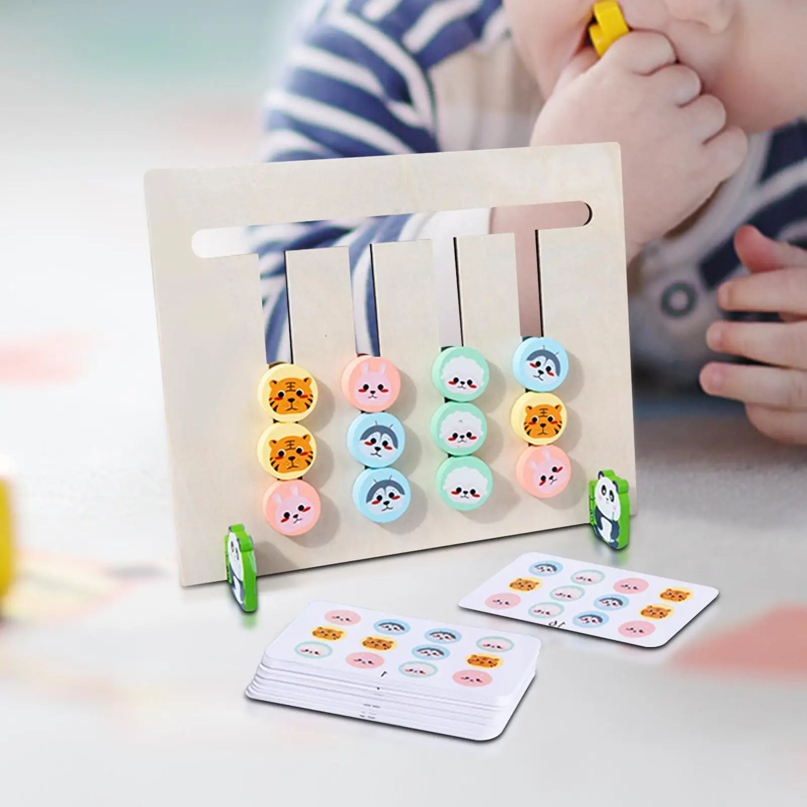 

Kids Slide Puzzle Board Wood Animal Sorting Toy Arithmetic Toy Memory Chess