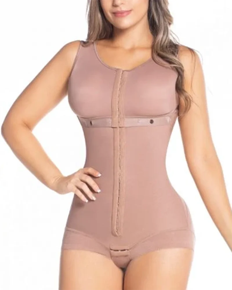 Women'S Shapewear Hook And Eye Closure Breast Support Tummy Control Triangle Bodysuit Bodyshaper