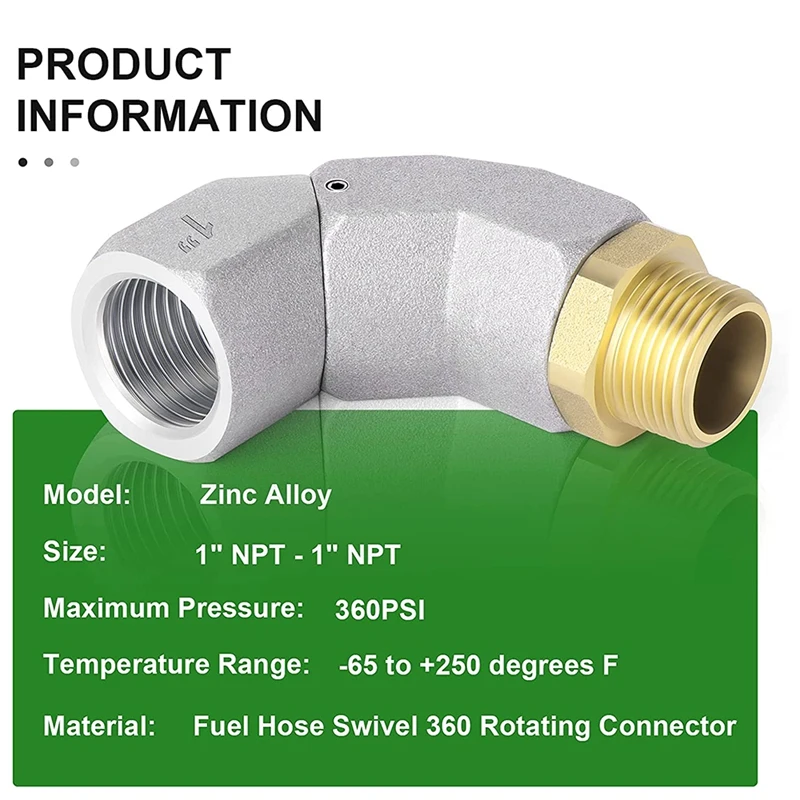 

Fuel Hose Swivel 360 Rotating Connector For Fuel Nozzle Multi Plane Fuel Plane Swivel 1 Inch
