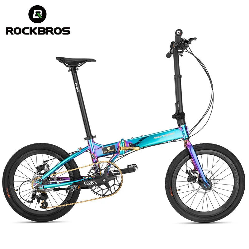 

ROCKBROS Bicycle Folding Bike 14'' 16'' 20'' 9 Speed Bike Wheel V Disc Brake Children Aluminum Alloy Sports Whole Bikes
