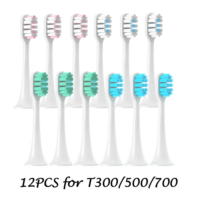 12PCS Replacement Brush Heads For XIAOMI MIJIA T300/T500/T700 Sonic Electric Tooth Soft Bristle Caps Vacuum Package Nozzles