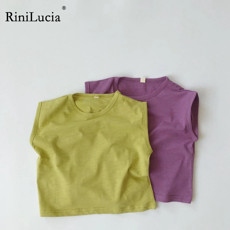 

RiniLucia Kids Shirts T-Shirt For Children's Children Girls Boys a Boy Shirt Child Kid's Sleeveless Kid Cotton Tops Clothing