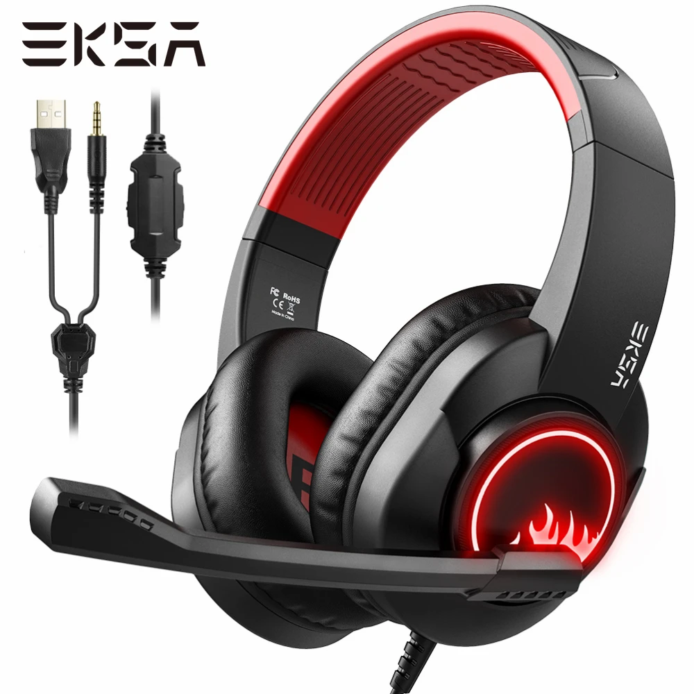 

EKSA T8 Gaming Headphones for PC 3.5mm Wired Headset Gamer Over-ear Headphones with Microphone Noise Cancelling For PS4/PS5/Xbox