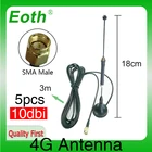 Антенна Eoth 10 дБи, 698-9601700-2700 МГц, 4G LTE, с разъемом SMA, для Интернета вещей, магнитное основание, 3 м, прозрачная присоска, 5 шт.
