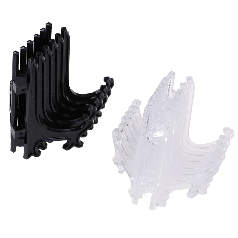 

12Pcs Portable Picture Frames Photo Book Pedestal Holder Display Stand Stander 3inch Black/Clear Plastic Easels Plate Holders