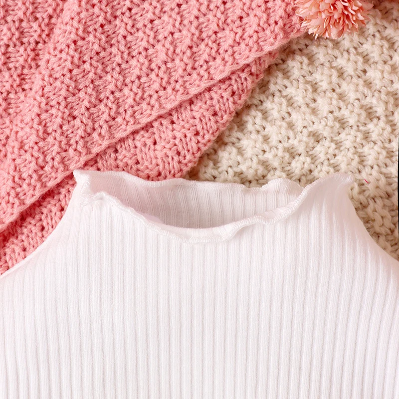 

Toddler Girls 2 Piece Outfit Solid Colors Ribbed Long Sleeve Shirt and Shorts Summer Cute Clothes Set