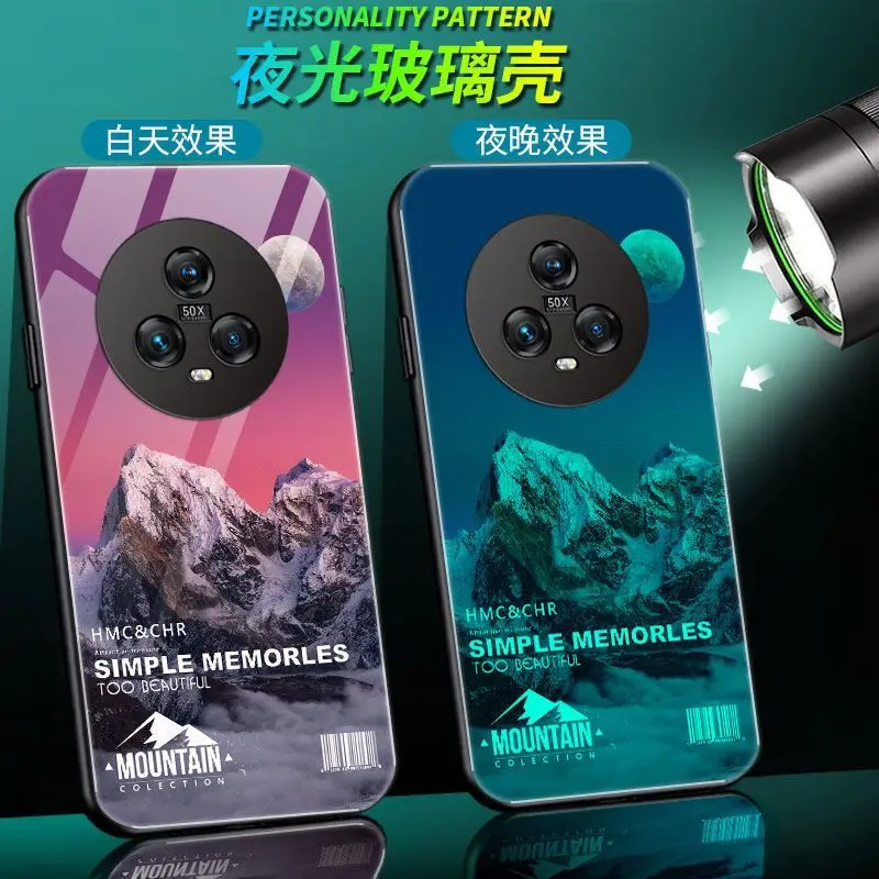 Чехол для телефона Huawei Honor Magic5 Pro светящийся чехол из закаленного стекла с