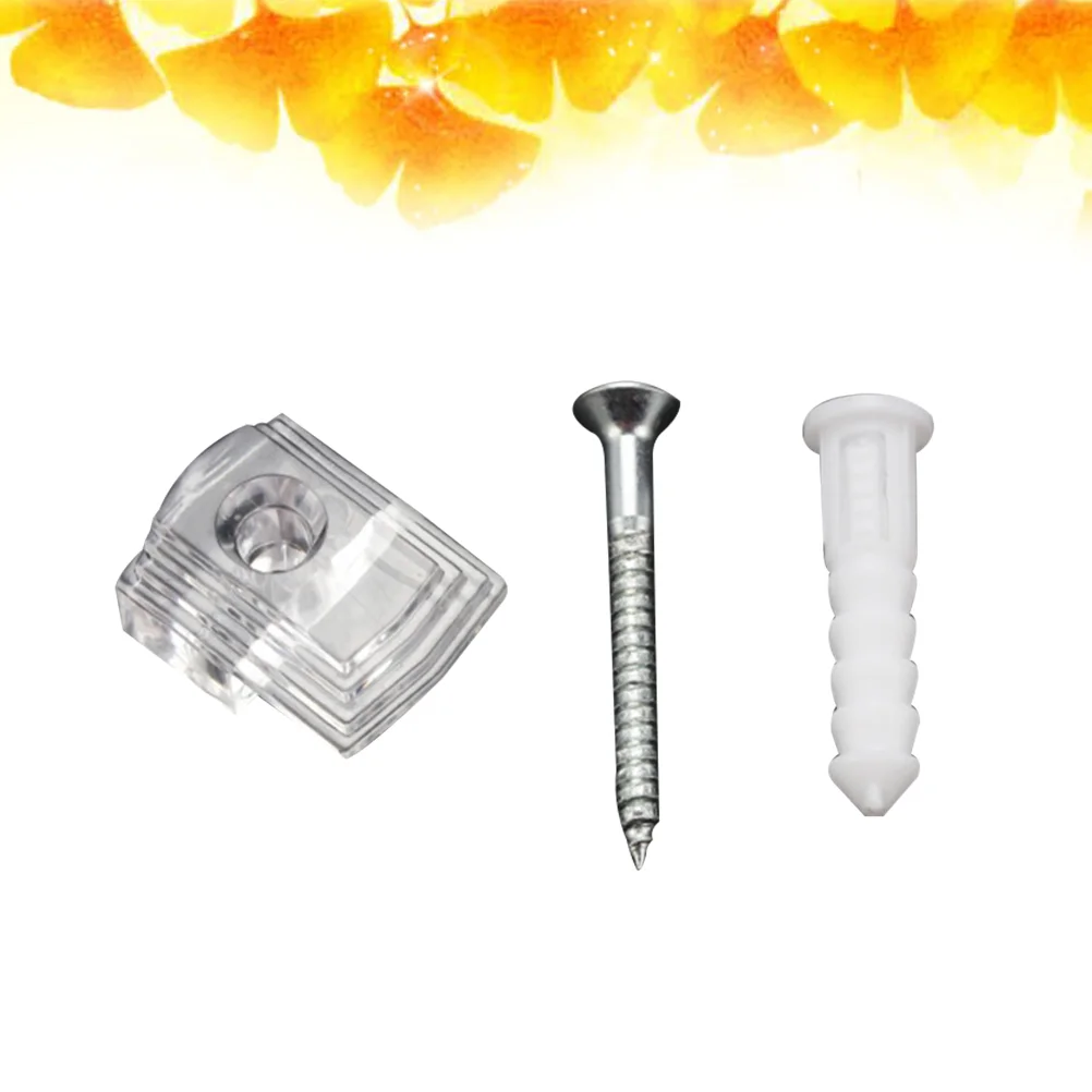 

Mirror Hanging Kit Holder Clear Wall Plastic Clips Wardrobe Mounting Clip Screw Frameless