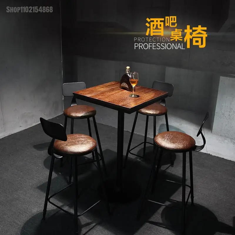 Барный стул из кованого железа в стиле ретро барный высокий стол массива дерева и