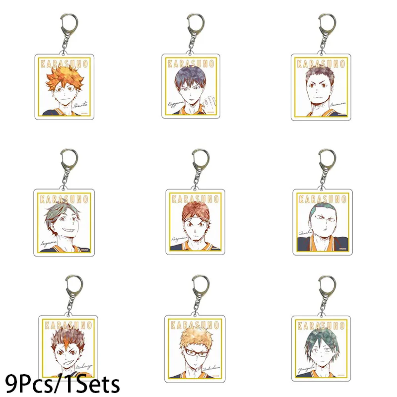 

9Pcs/1Sets Japanese Cartoon Haikyu! Keychain Anime Volleyball Boy Bags Women Acrylic Key Chain For Pants Kids Pendant Fashion