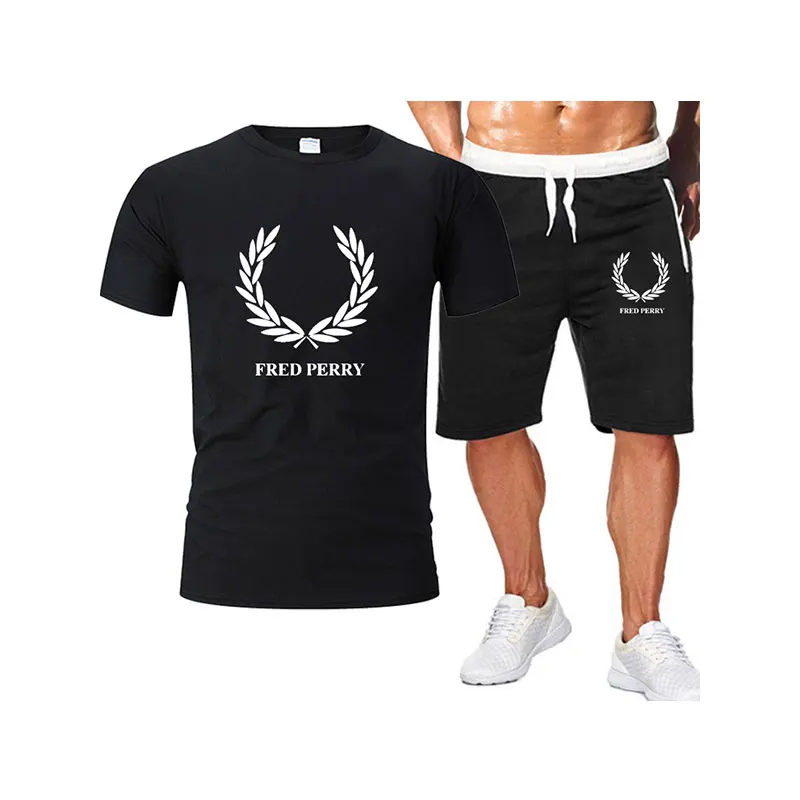 2021 men's sets short-sleeved T-shirt + beach shorts men's tracksuit jogging fitness cotton Men's clothes Sweatshirts Clothing