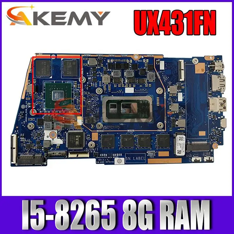 

UX431FA/FN Motherboard For ASUS ZenBook UX431FAC UX431FN UX431F Laptop Motherboard I5-8265U 8GB 100% Test