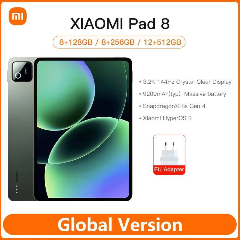 Фото Xiaomi Pad 8 11.2-дюймовый, глобальная версия, Snapdragon ®   Чип 8-го поколения, аккумулятор 9200 мАч, Xiaomi HyperOS 3, дисплей с разрешением 3.2K №1