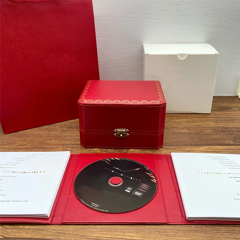 Factory Supplier Wholesale Luxury Original Red Watch Box With Booklet And CD Can Custom Card AAA Watches Gift Cases