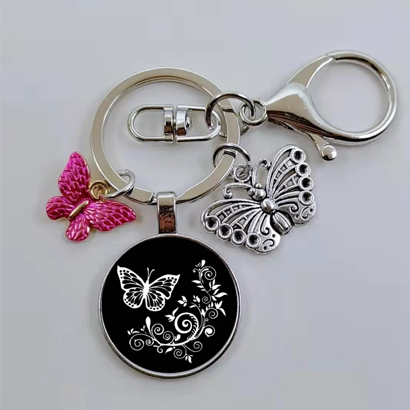 Красочная эмалированная бабочка брелок цветок искусство картина кабошон стекло