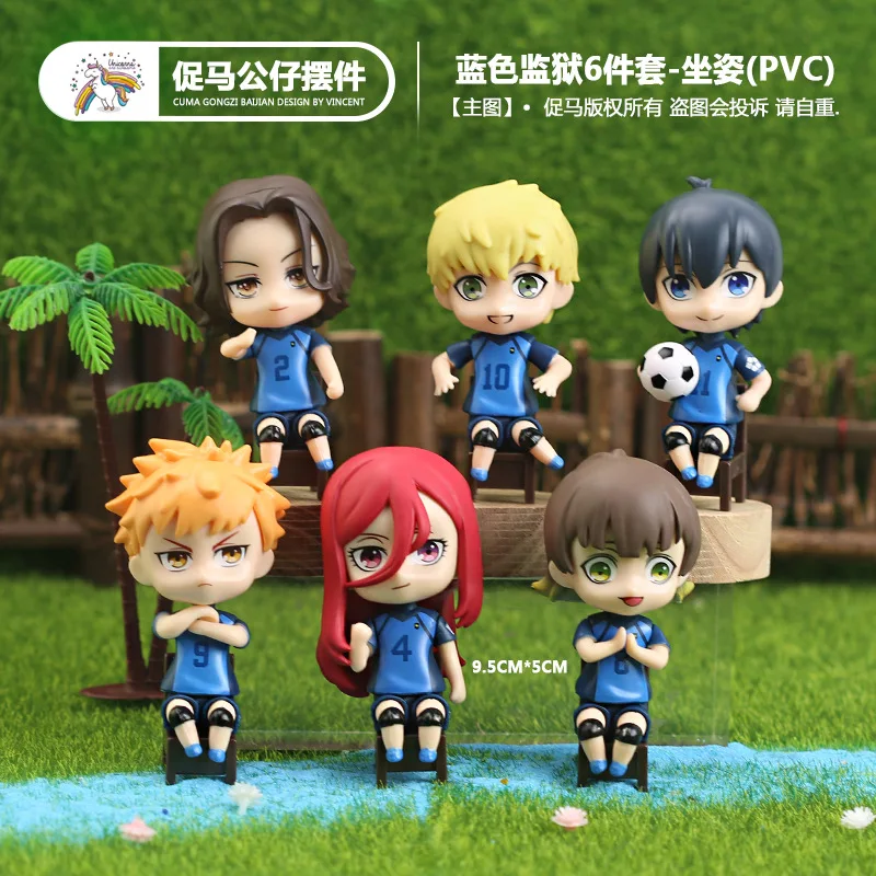 

Экшн-фигурки аниме Blue Lock, 6 шт./комплект, Chigiri Hyouma бачira Kunigami Kuon Wataru, настольное украшение для торта, куклы, игрушки для детей