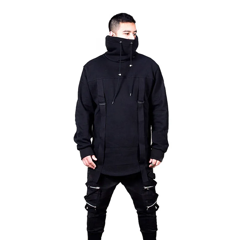 

Japanese Streetwear New Fashion Men's Assassin's Creed High Collar Sweater Dark Department Long Loose Jacket Gothic Hoodies
