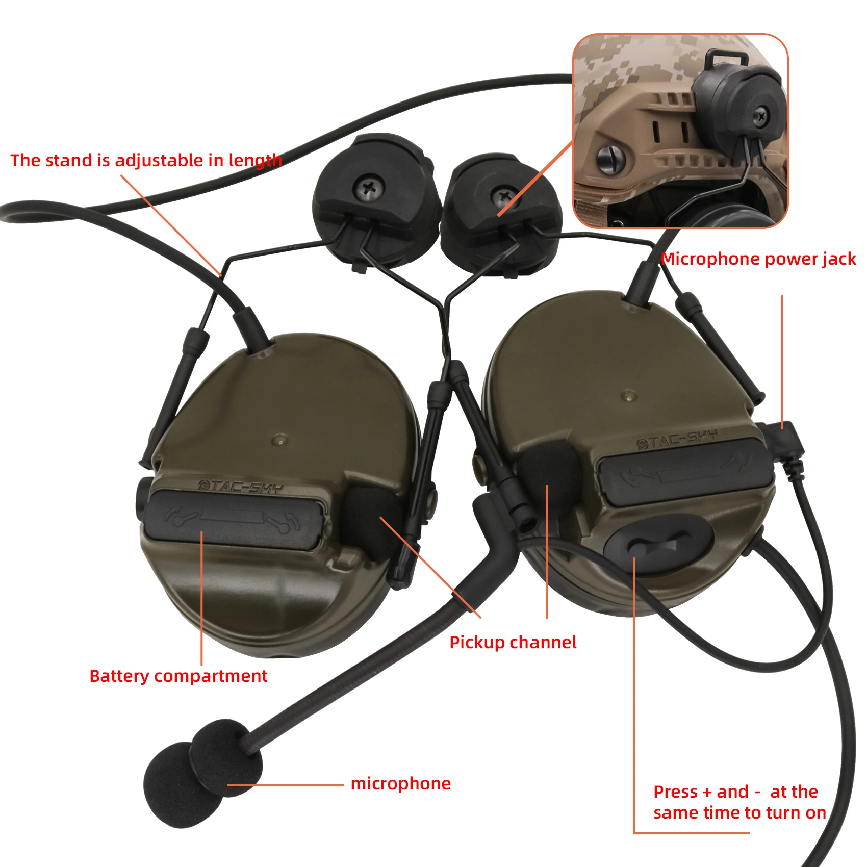 Tactical Headset COMTAC III Military Anti-Noise Pickup Shooting Headphone Hearing Protectionfor Ops-Core Helmet ARC Rail &U94ptt enlarge