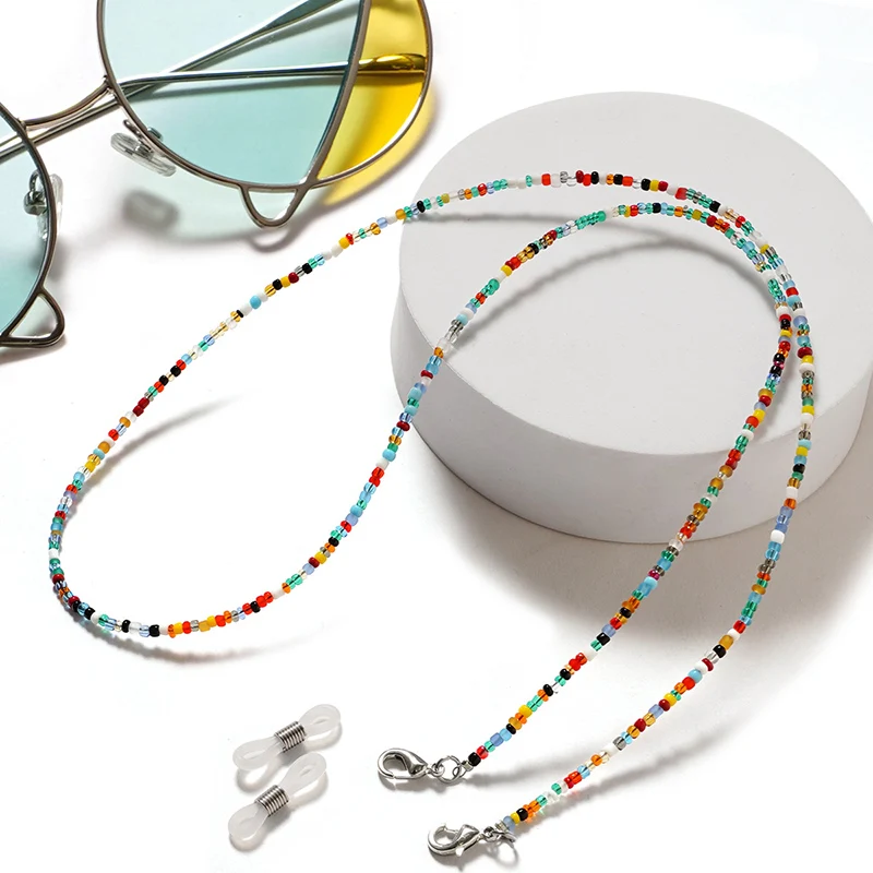 

Цепочка-держатель в стиле бохо для девочек и мальчиков, разноцветное ожерелье с бусинами, шнурок для очков, детский шнурок для студентов