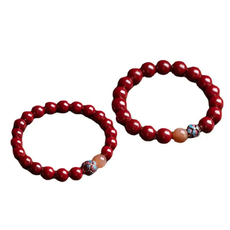 

Silver Cinnabar Bracelet Female Buddha Beads Year of Fate Bracelet Purple Gold Sand Red Sand Crystal Sand Rosary Bracelet
