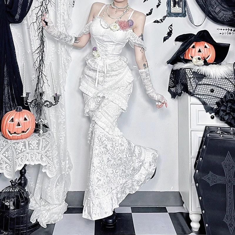 ReddaChic женский кружевной топ с цветочным принтом юбка-русалка комплект перчаток