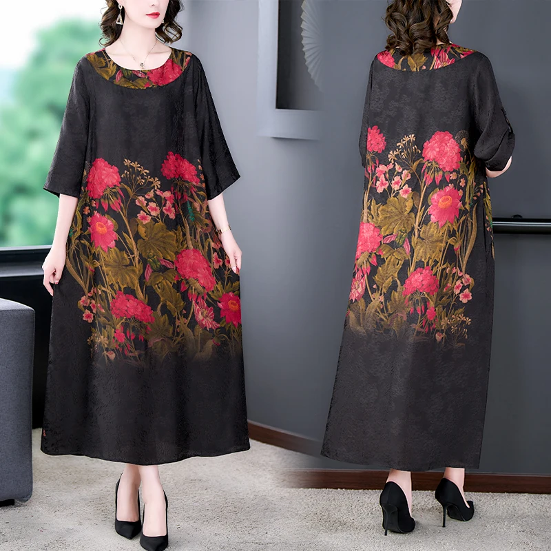 Женское летнее большое универсальное свободное платье в стиле ретро для отдыха