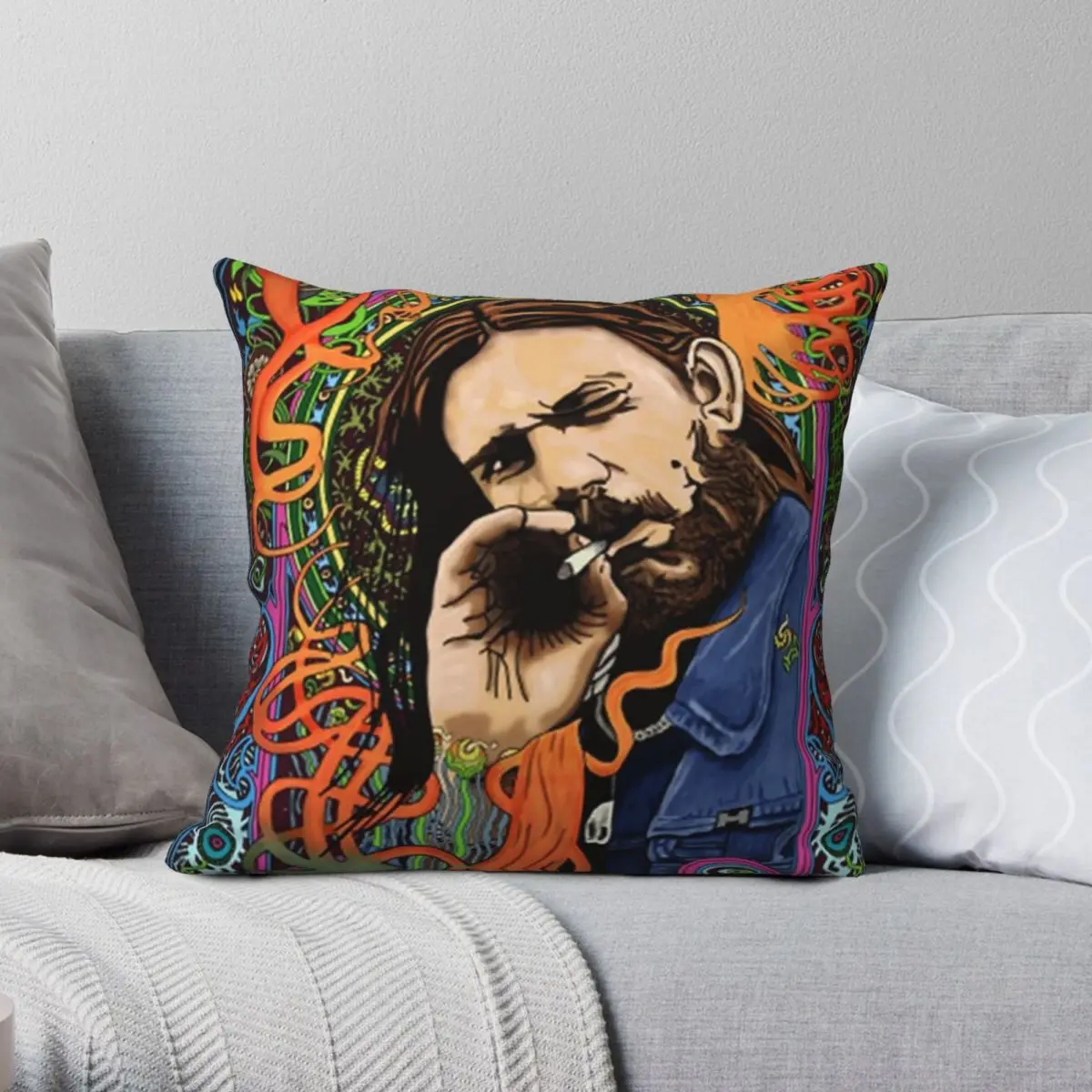 

Lemmy Square Pillowcase Polyester Linen Velvet Printed Zip Decorative Pillow Case Bed Cushion Case