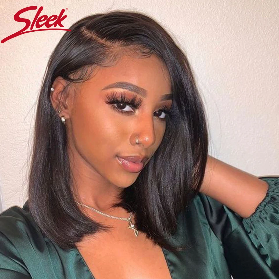 Sleek Short Human Hair Wigs For Women Highlight Colored Lace Wigs Straight Remy Brazilian Hair Wigs Left Bob Lace Woman Wigs