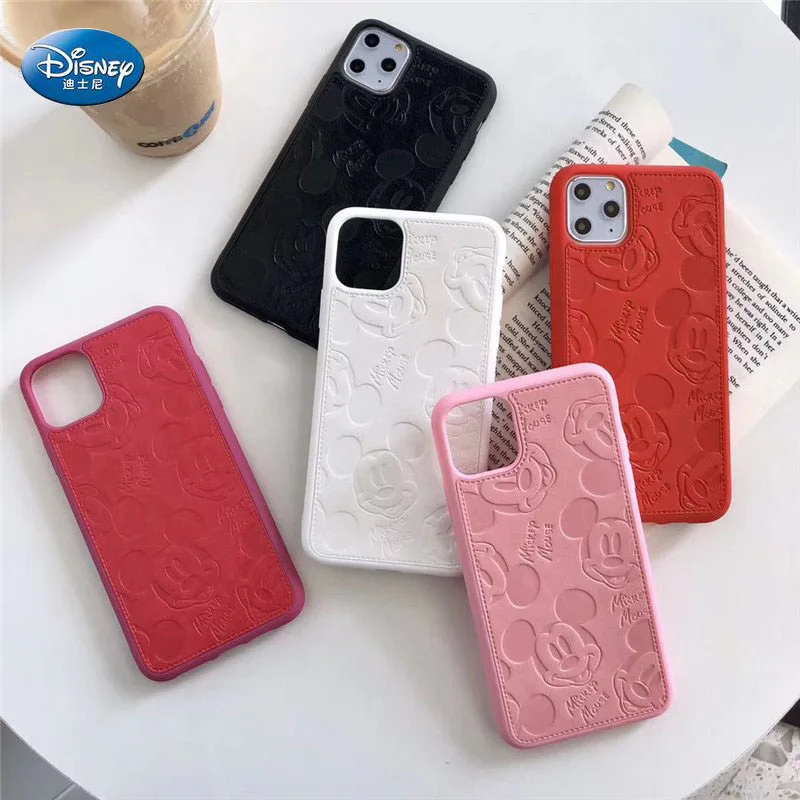 

2022 New Disney Mickey and Minnie Case IPhone 6/6s/7/8 Plus Xr Xs Max 11/12pro Max 12mini Kawayi Coupe Faux Leather Texture Case