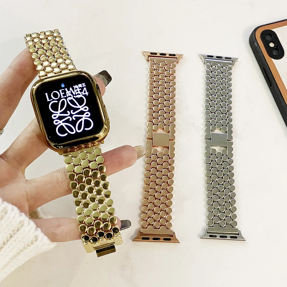 Ремешок из стали для IWatch 9 8 7 65 4 SE 38 42 мм браслет Apple Watch Band luxury Ultra 49 40 44 41 45