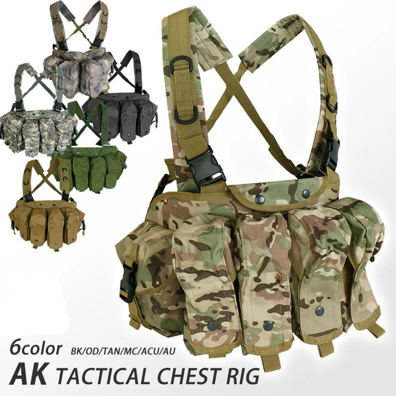 AK Chest Rig Molle Tactical Vest Military Army Equipment AK 47 Magazine Pouch Outdoor Airsoft Paintball Hunting Vest