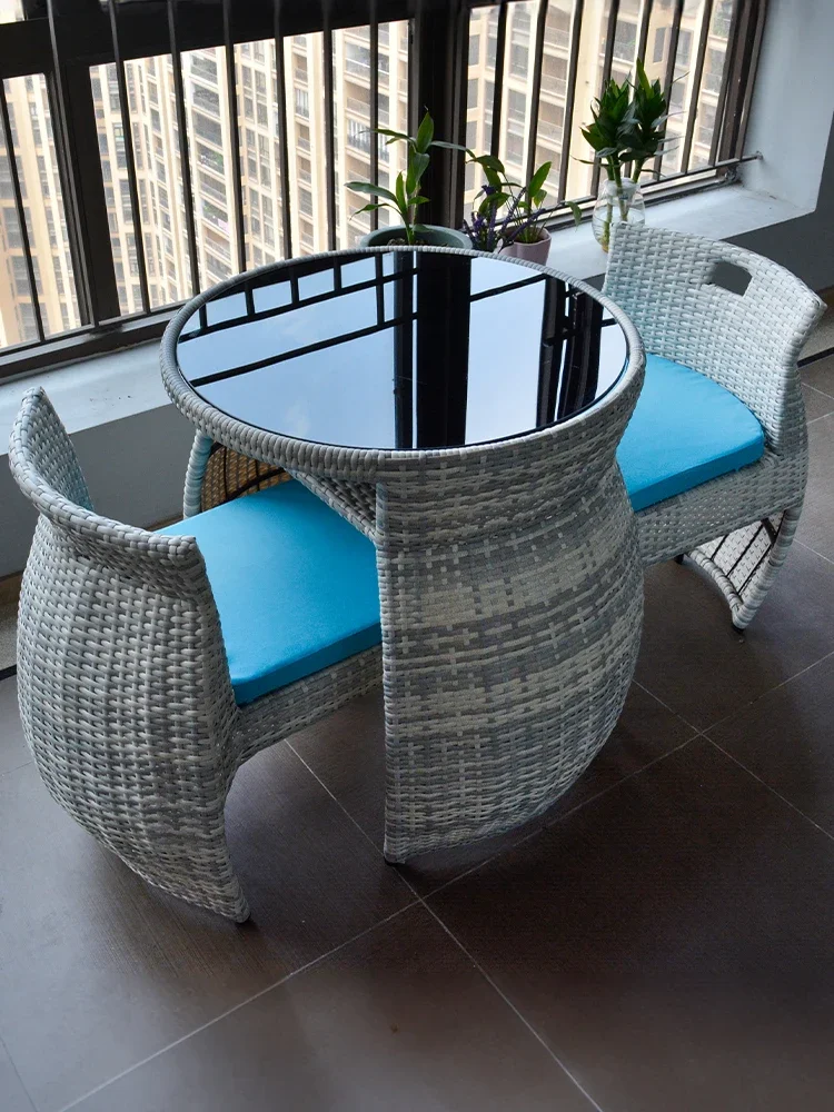 

Маленький стол и стул для балкона, стол и стул из трех частей, комбинированный уличный чайный столик, стул из ротанга, стол и два стула