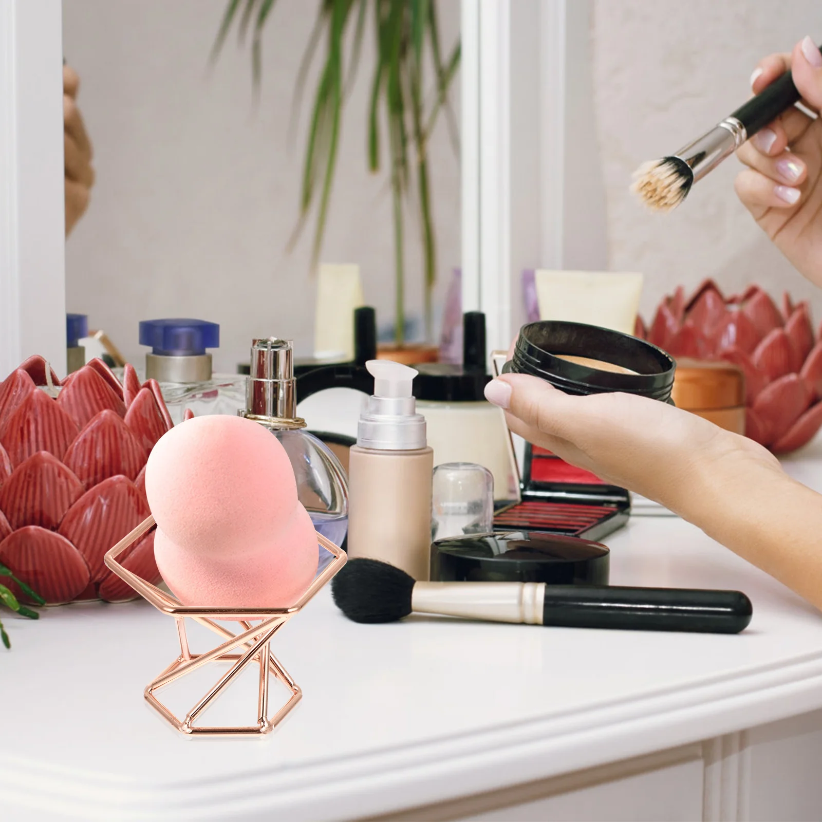

Puff Holder Makeup Sponge Stand Egg Rack Beauty Display Blender Drying Storage Dryer Metal Steel Stainless Tray Foundation Tools
