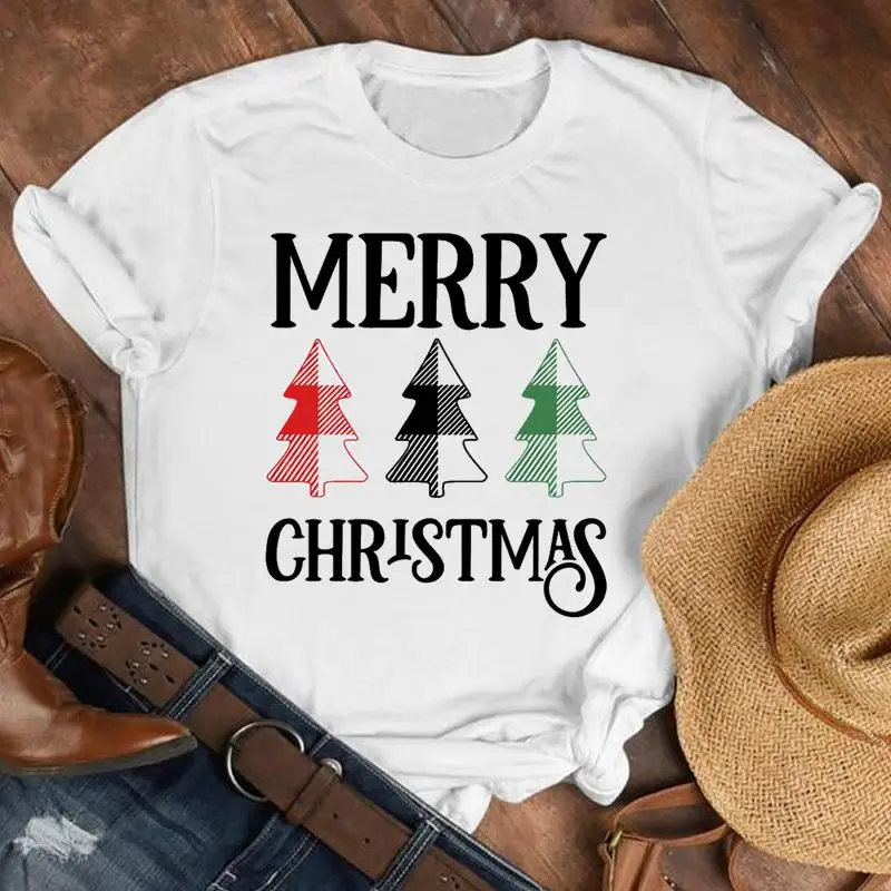 

Женская футболка в стиле 90-х с графическим принтом, Рождественская футболка для путешествий, праздников, новый год, женские футболки, трендо...