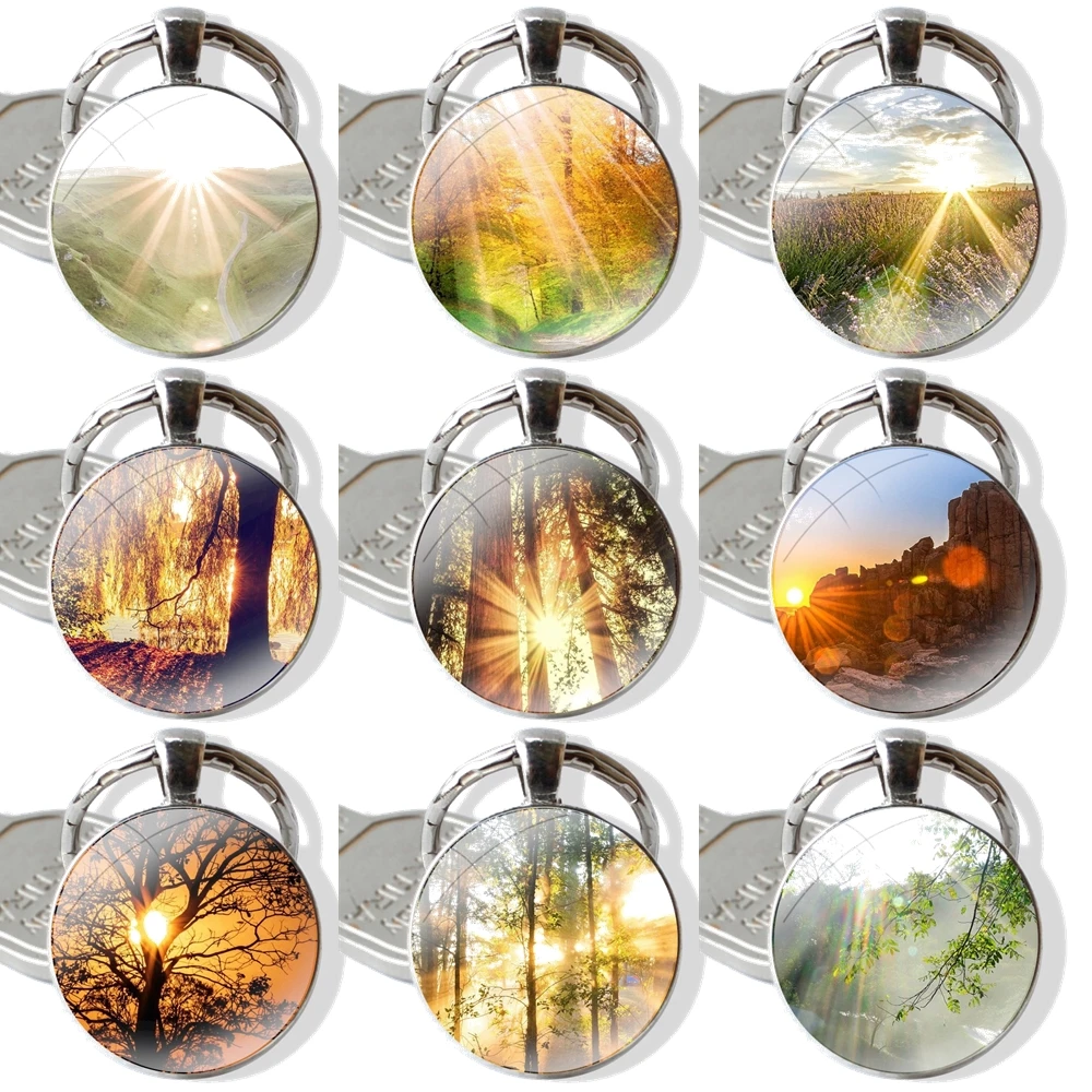 

Sunlight nature Glass Cabochon Keychain Pendant Car Key Chains Handmade