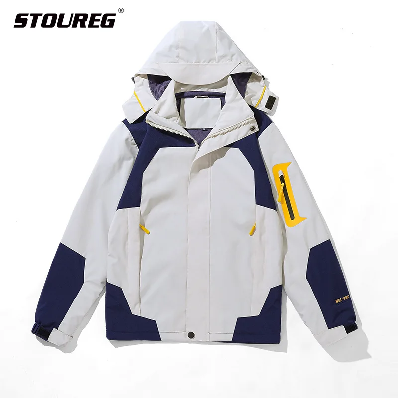 

STOUREG Men's Autumn Jacket Detachable Hat Hooded Jacket Waterproof Coat Windproof Mountaineering Outdoor Camping Casual Coat