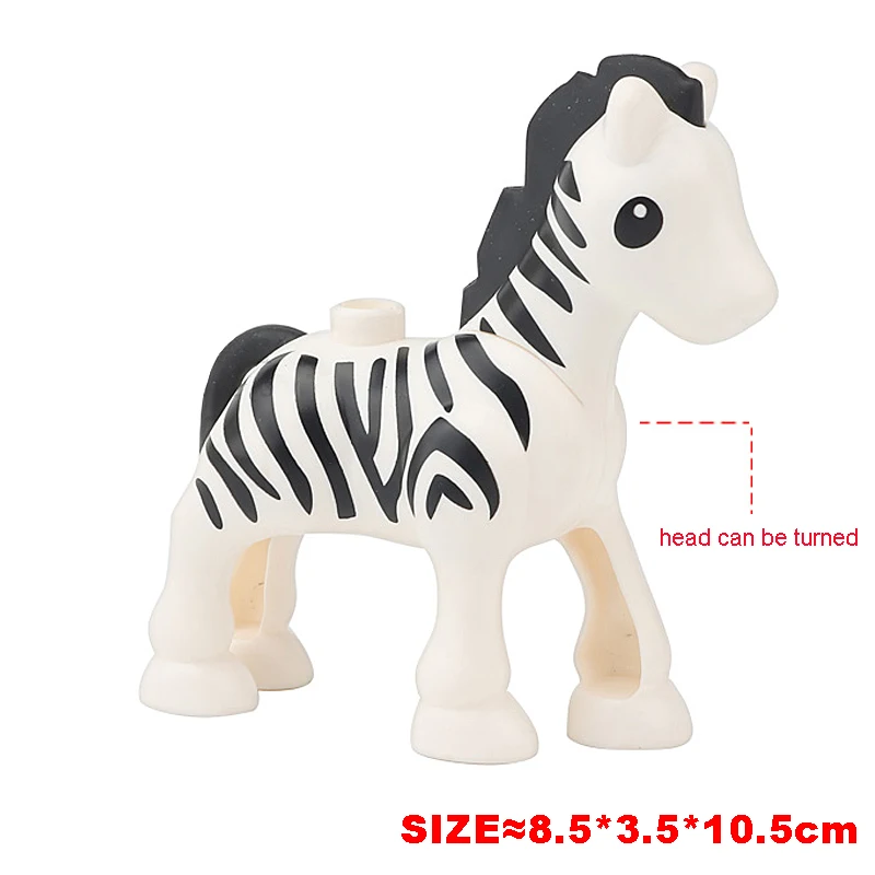 Big Building Block Accessories Zoo Doll Kangaroo Rhino Zebra Dinosaur Animal Series DIY Assembled Duploes Children's Toy Gift images - 6