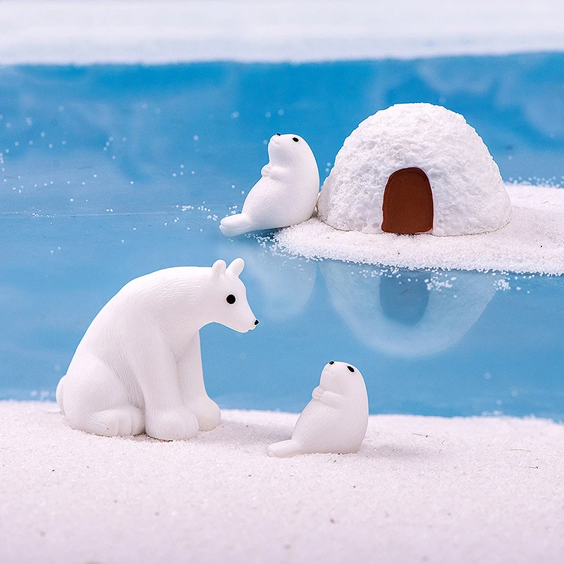 1 шт. имитация миниатюрного ледника белого медведя печать кукла украшение