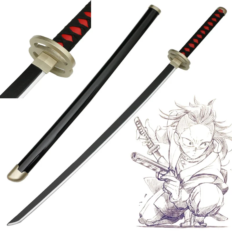 

Cosplay Kimetsu no Yaiba Sword Katana Weapon Demon Slayer Shinazugawa Genya Agatsuma Zenitsu Sword Knife Wood 104cm Cool Prop