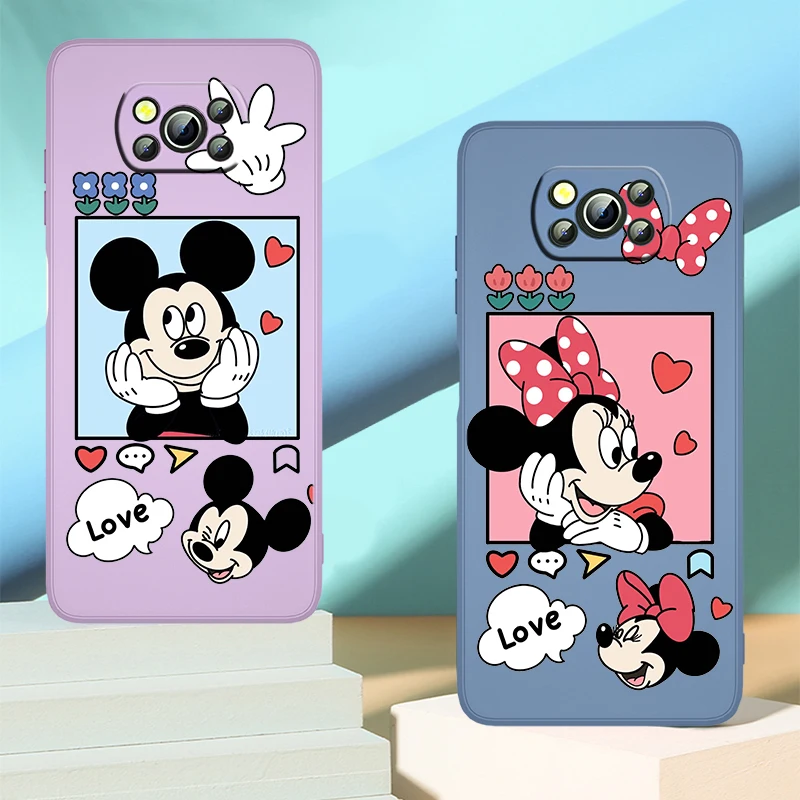 

Anime Minnie Mickey Cute Phone Case For Xiaomi POCO X3 NFC F3 GT M4 M3 M2 Pro C3 C31 X2 Mix 3 Silicone Liquid Fundas Coque Cover