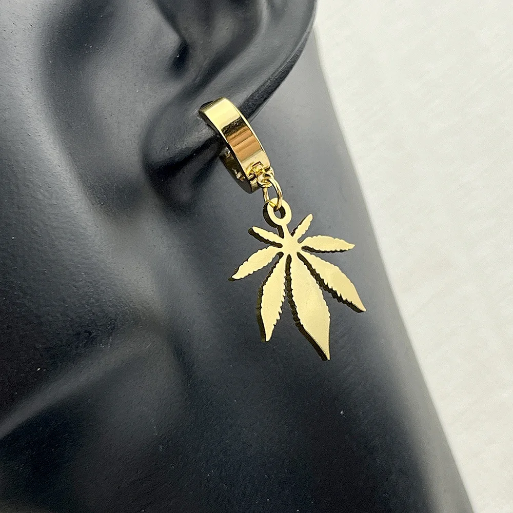 

Stainless Steel Earrings NEW Maple Leaf Amulet Plated Hoops Earrings 2023 Trend Charm Earrings For Women Jewelry Party Best Gift